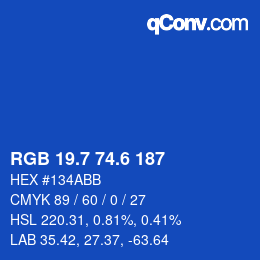 カラーコード: RGB 19.7 74.6 187 | qconv.com