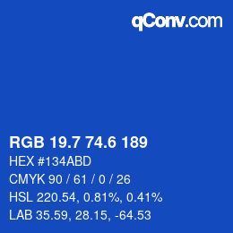 カラーコード: RGB 19.7 74.6 189 | qconv.com