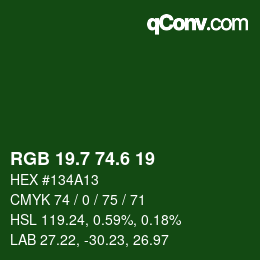 カラーコード: RGB 19.7 74.6 19 | qconv.com