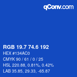 カラーコード: RGB 19.7 74.6 192 | qconv.com
