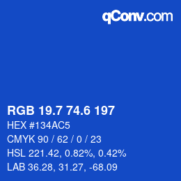 カラーコード: RGB 19.7 74.6 197 | qconv.com