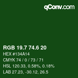カラーコード: RGB 19.7 74.6 20 | qconv.com