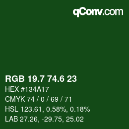 カラーコード: RGB 19.7 74.6 23 | qconv.com