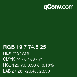 カラーコード: RGB 19.7 74.6 25 | qconv.com