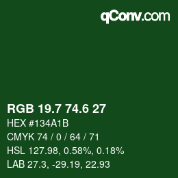 カラーコード: RGB 19.7 74.6 27 | qconv.com