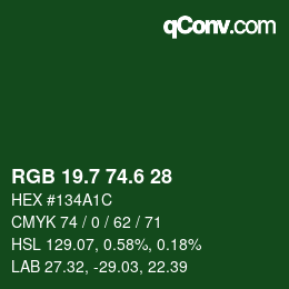 カラーコード: RGB 19.7 74.6 28 | qconv.com