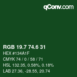 カラーコード: RGB 19.7 74.6 31 | qconv.com