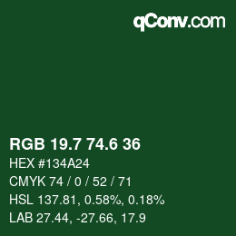 カラーコード: RGB 19.7 74.6 36 | qconv.com