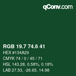 カラーコード: RGB 19.7 74.6 41 | qconv.com