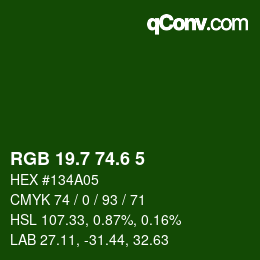 カラーコード: RGB 19.7 74.6 5 | qconv.com