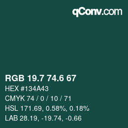 カラーコード: RGB 19.7 74.6 67 | qconv.com