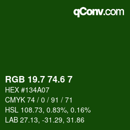 カラーコード: RGB 19.7 74.6 7 | qconv.com