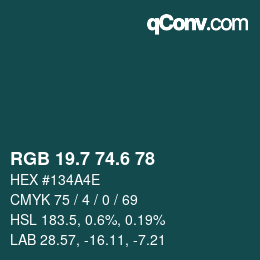 カラーコード: RGB 19.7 74.6 78 | qconv.com