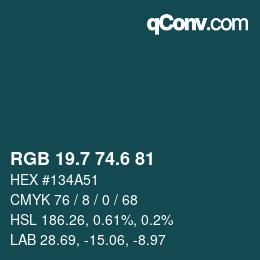 カラーコード: RGB 19.7 74.6 81 | qconv.com
