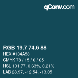 カラーコード: RGB 19.7 74.6 88 | qconv.com
