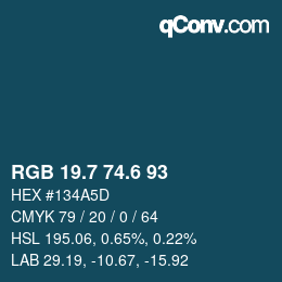 カラーコード: RGB 19.7 74.6 93 | qconv.com