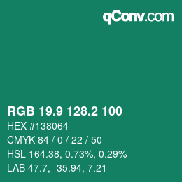 カラーコード: RGB 19.9 128.2 100 | qconv.com