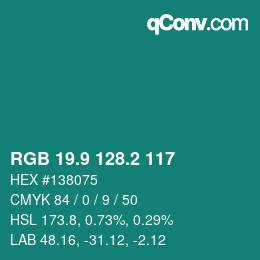 Color code: RGB 19.9 128.2 117 | qconv.com