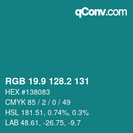 Color code: RGB 19.9 128.2 131 | qconv.com