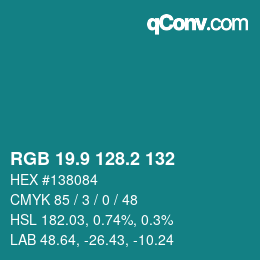 Color code: RGB 19.9 128.2 132 | qconv.com