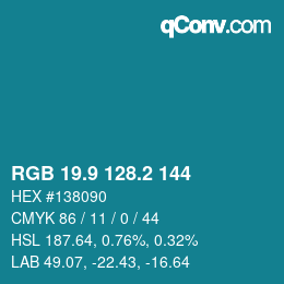 カラーコード: RGB 19.9 128.2 144 | qconv.com