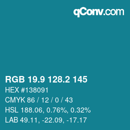 カラーコード: RGB 19.9 128.2 145 | qconv.com