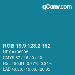 Color code: RGB 19.9 128.2 152 | qconv.com