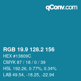 Color code: RGB 19.9 128.2 156 | qconv.com