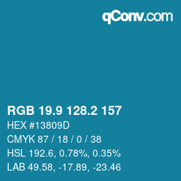Color code: RGB 19.9 128.2 157 | qconv.com