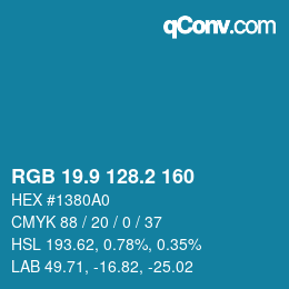 Color code: RGB 19.9 128.2 160 | qconv.com