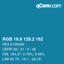Código de color: RGB 19.9 128.2 162 | qconv.com