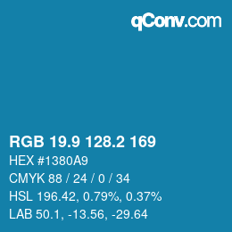 Color code: RGB 19.9 128.2 169 | qconv.com