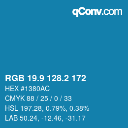 Color code: RGB 19.9 128.2 172 | qconv.com