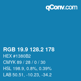 カラーコード: RGB 19.9 128.2 178 | qconv.com
