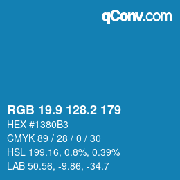 Color code: RGB 19.9 128.2 179 | qconv.com