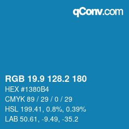 Color code: RGB 19.9 128.2 180 | qconv.com