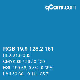 Color code: RGB 19.9 128.2 181 | qconv.com
