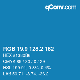 カラーコード: RGB 19.9 128.2 182 | qconv.com