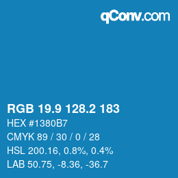 カラーコード: RGB 19.9 128.2 183 | qconv.com