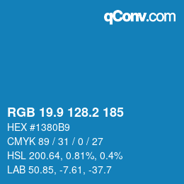 Color code: RGB 19.9 128.2 185 | qconv.com