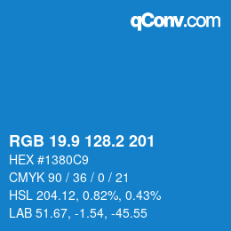Color code: RGB 19.9 128.2 201 | qconv.com