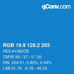 Color code: RGB 19.9 128.2 203 | qconv.com