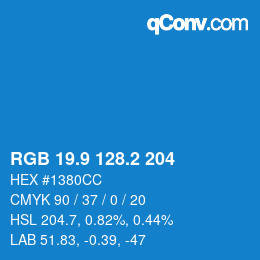 カラーコード: RGB 19.9 128.2 204 | qconv.com