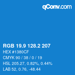 Color code: RGB 19.9 128.2 207 | qconv.com
