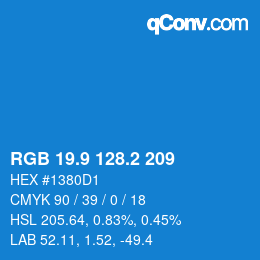 Color code: RGB 19.9 128.2 209 | qconv.com