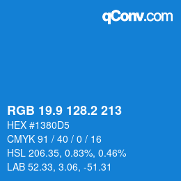 Farbcode: RGB 19.9 128.2 213 | qconv.com