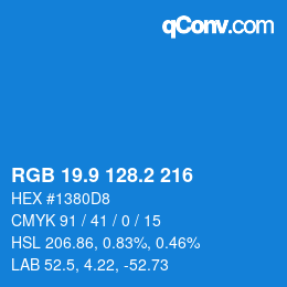 Color code: RGB 19.9 128.2 216 | qconv.com