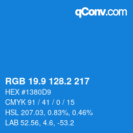 Color code: RGB 19.9 128.2 217 | qconv.com
