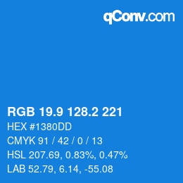 Color code: RGB 19.9 128.2 221 | qconv.com