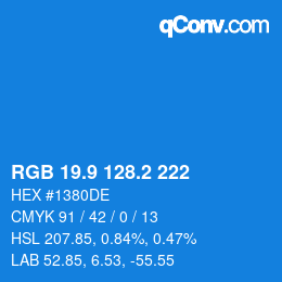 Color code: RGB 19.9 128.2 222 | qconv.com